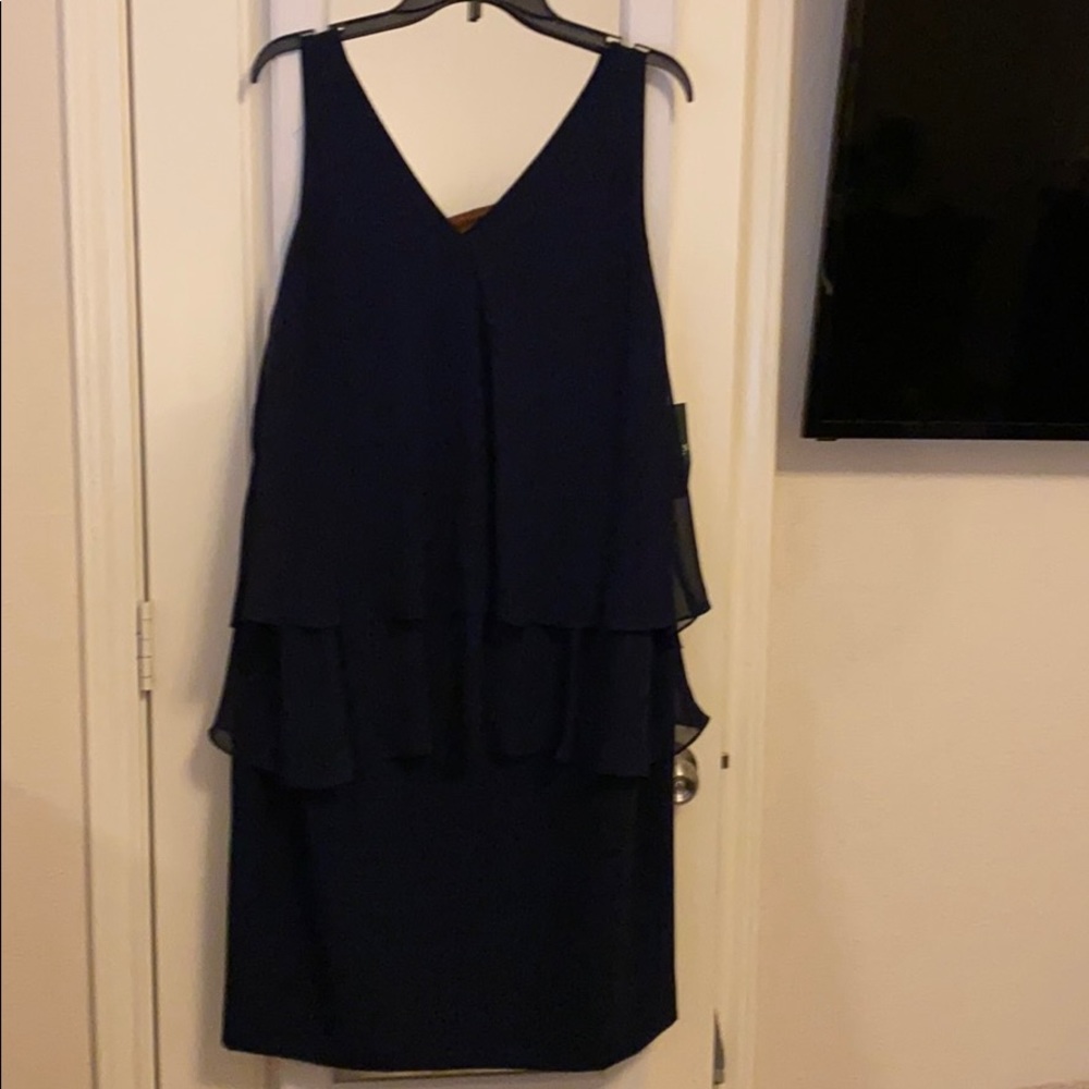 Ralph Lauren tiered navy blue dress